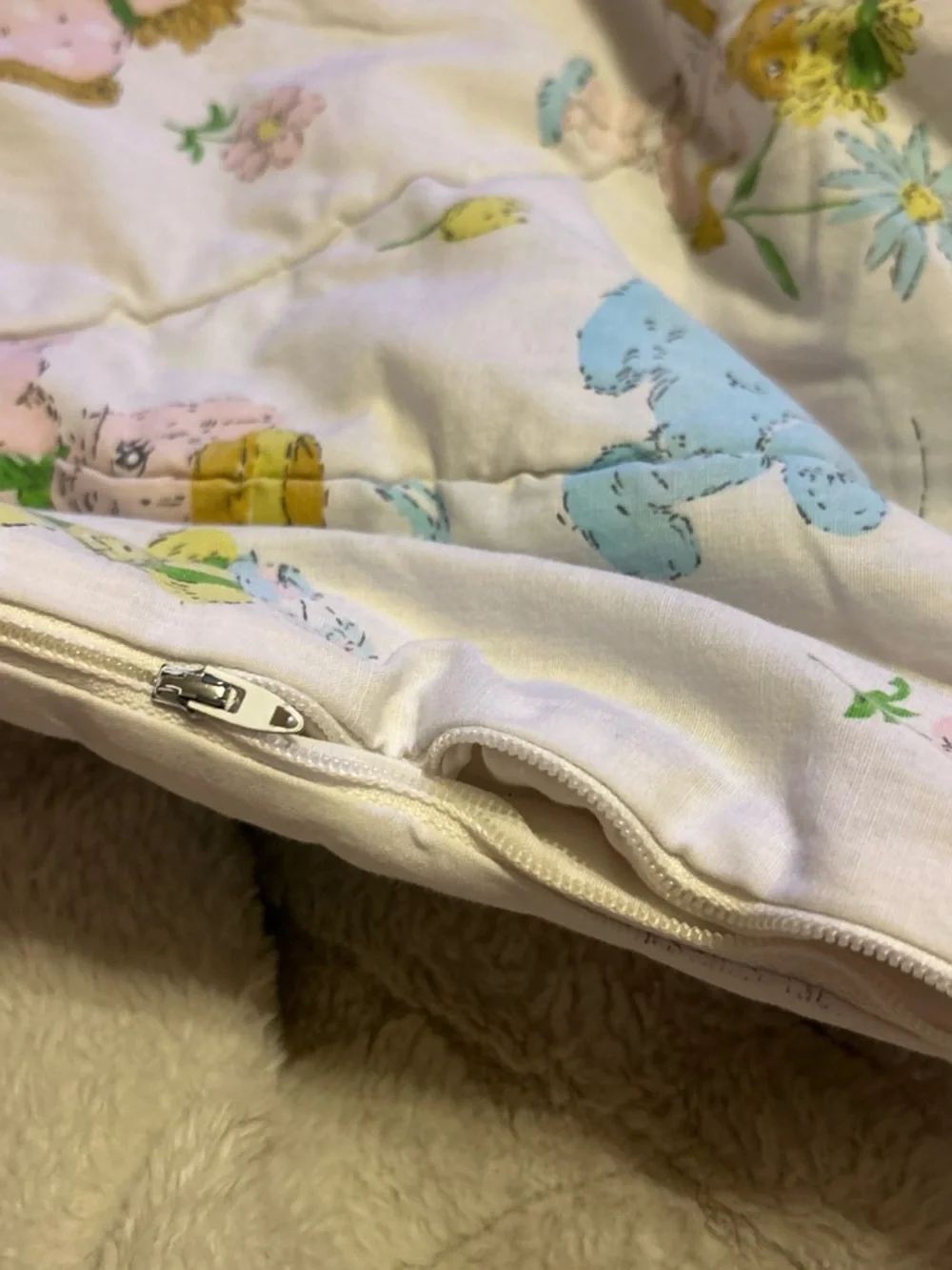 Vintage Baby Pastel Nursery Quilted SleepingbagYellow Blue Pink